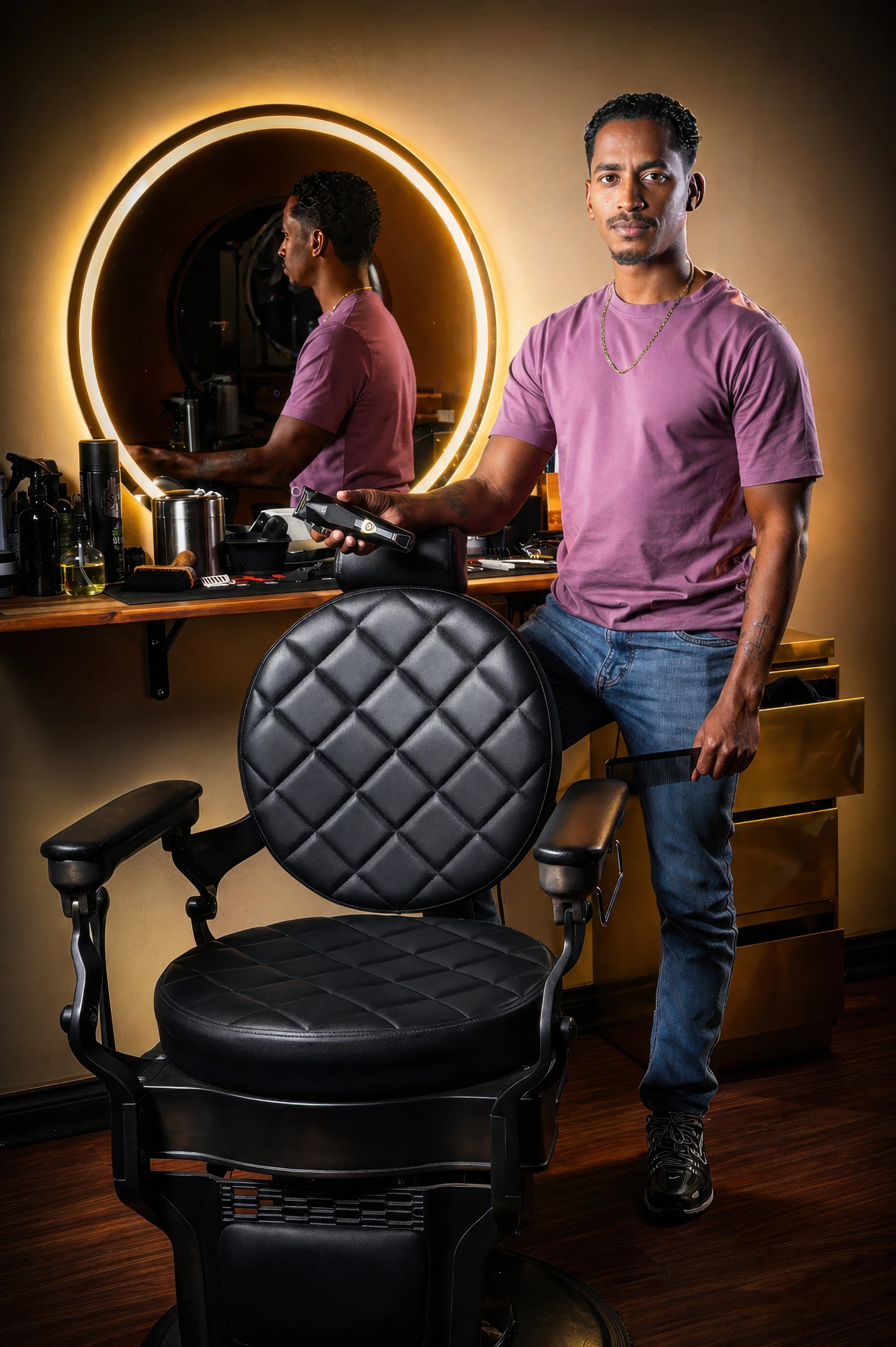 Portrait corporate barbier jeune
